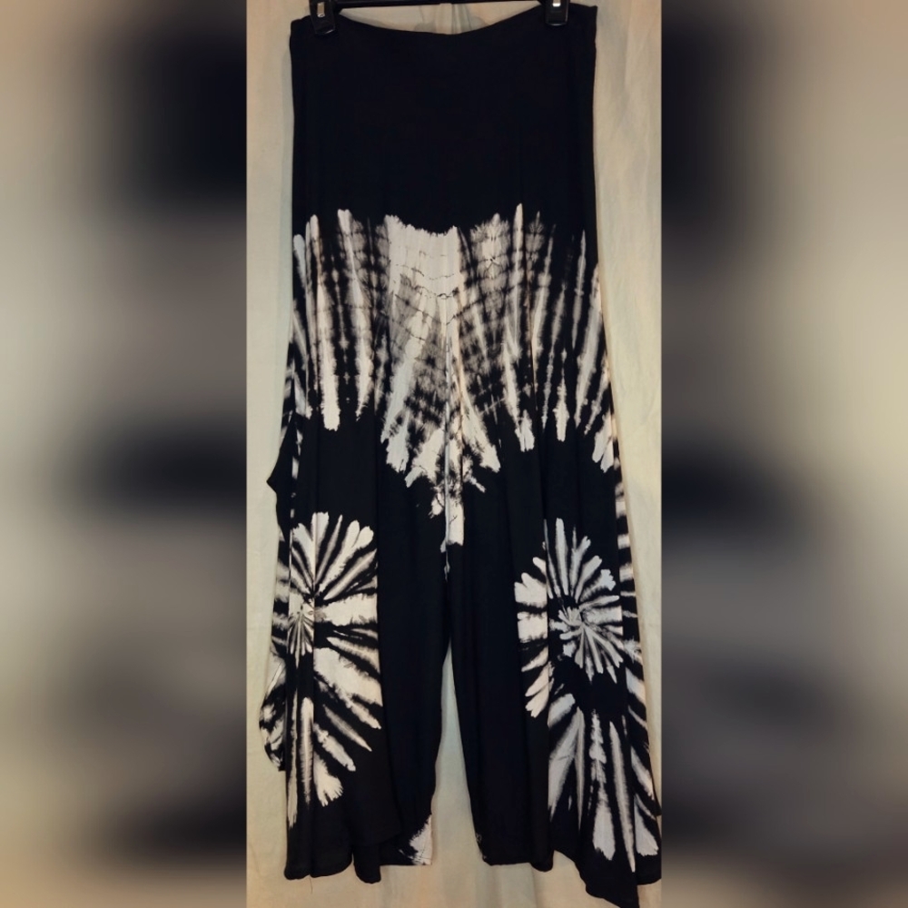Luxe Wide Leg Tie Dye Flow Pant Universal Swirl 100% Rayon One Size - Picture 2 of 11